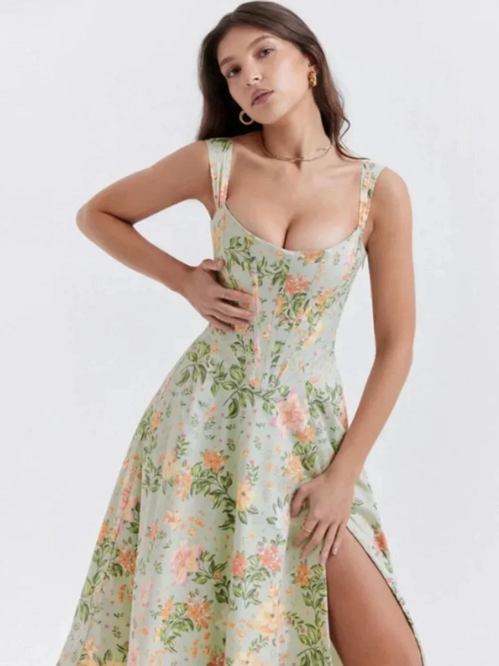 HOUSE OF CB Saira Floral Lace-Up Corset Cocktail Dress (XS) *NWOT* - Picture 6 of 13